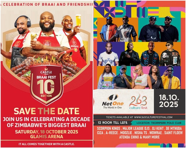 Le festival du château ou le festival de la culture 263. Lequel choisissez-vous aujourd'hui et pourquoi? Castle braai fest or 263culturefest. Which one are you choosing today and why?